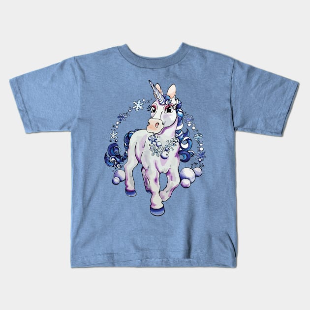 Frozen Unicorn Kids T-Shirt by artfulfreddy